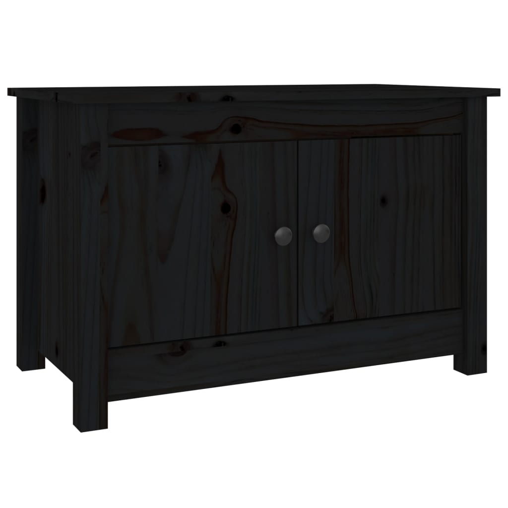 Armario Zapatero De Madera Maciza De Pino Negro 70x38x45,5 Cm / Vetonek_3