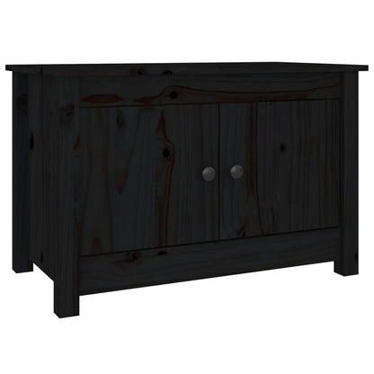 Armario Zapatero De Madera Maciza De Pino Negro 70x38x45,5 Cm / Vetonek_3
