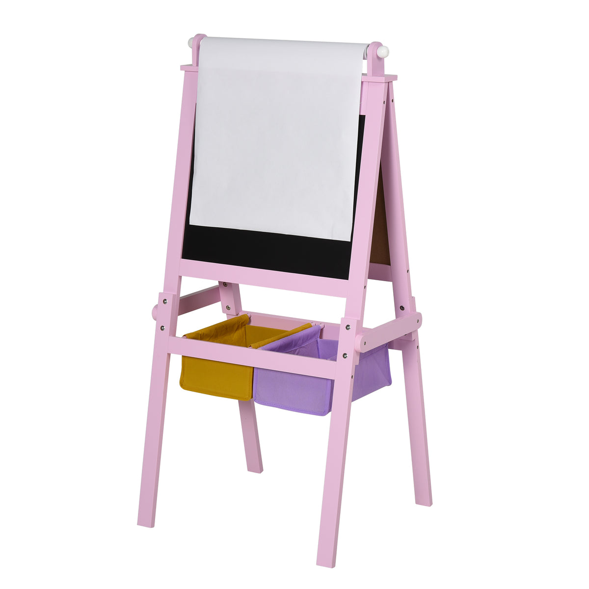 Cavalete Infantil Homcom Mdf, Tecido Não Tecido Rosa 58,5x50,5x118 Cm_0