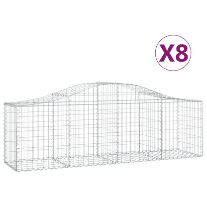 Cestas De Gaviones 8 Uds Forma De Arco Hierro 200x50x60/80 Cm_0