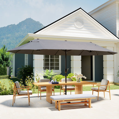 Outsunny Sombrilla Doble 4,6x2,7 M Con Manivela Resistente Al Agua Gris_4
