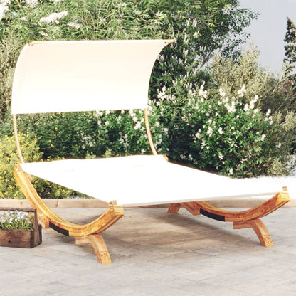 Vidaxl Tumbona Con Dosel Madera Maciza Curvada Crema 165x203x126 Cm_1