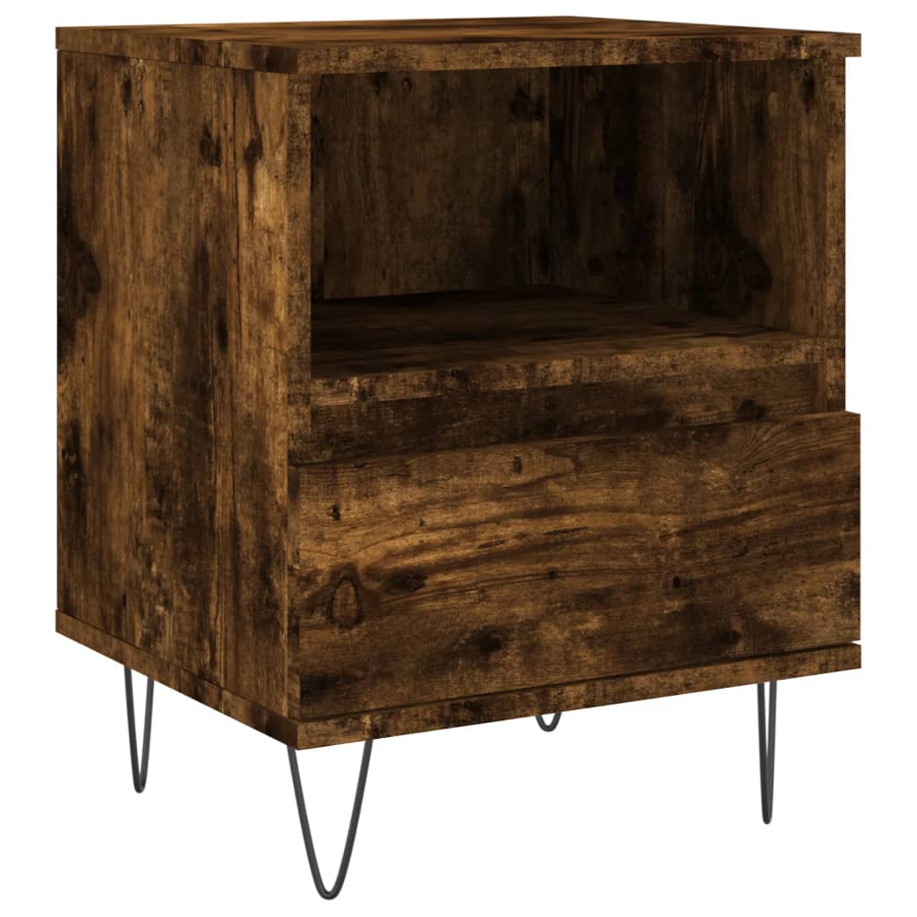 Mesita De Noche Madera De Ingeniería Roble Ahumado 40x35x50 Cm_0