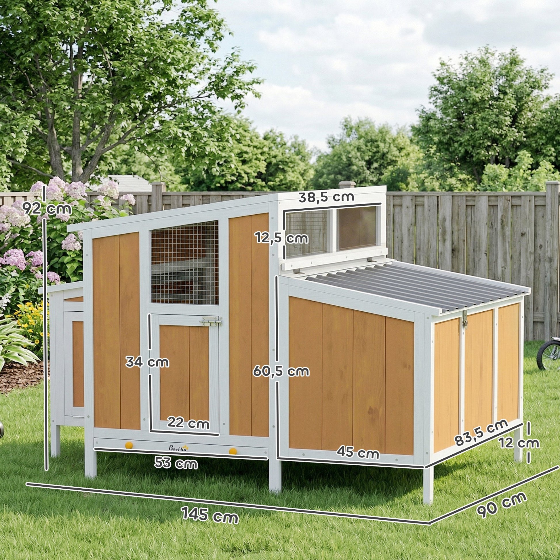 Pawhut Gallinero Para Exterior De Madera 145x90x92 Cm Para 2-4 Gallinas Amarillo_2