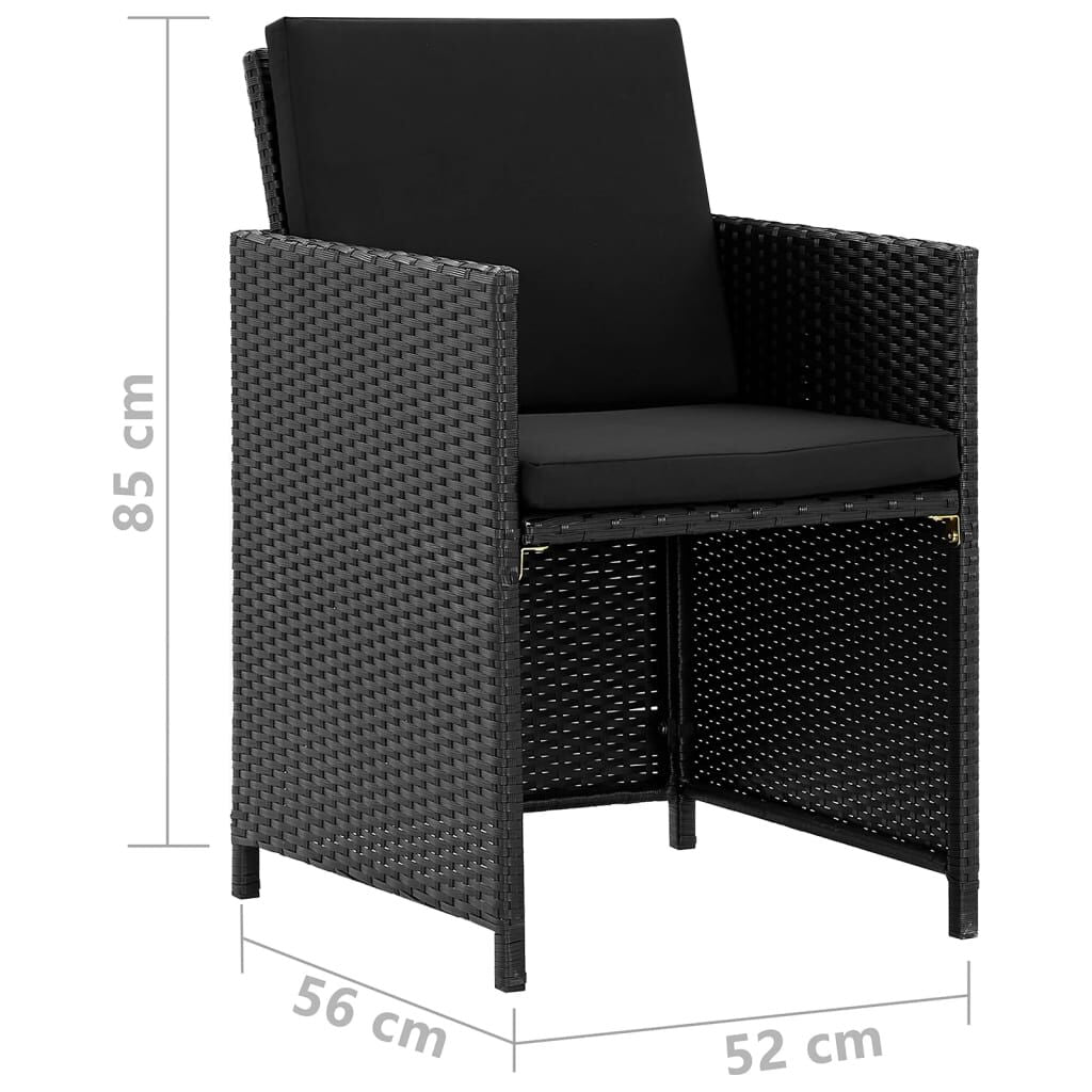 Vidaxl Set Comedor De Jardín 9 Piezas Y Cojines Ratán Sintético Negro_2