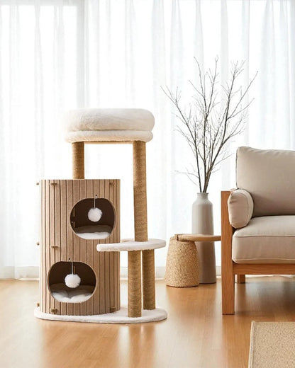 Árbol Para Gatos Horizonte, 3 Alturas, Madera Y Sisal_2