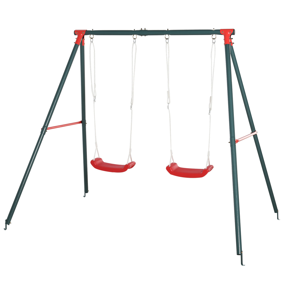 Outsunny Columpio Infantil Con 2 Asientos Cuerda Ajustable 4 Anclajes Máx. 40kg_0