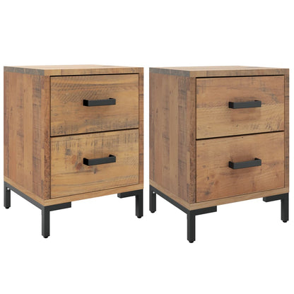 Mesitas De Noche 2 Uds Madera Maciza De Pino 36x30x45 Cm_0