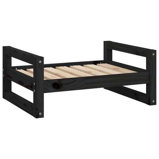 Vidaxl Cama Para Perros Madera Maciza De Pino Negro 65,5x50,5x28 Cm_0