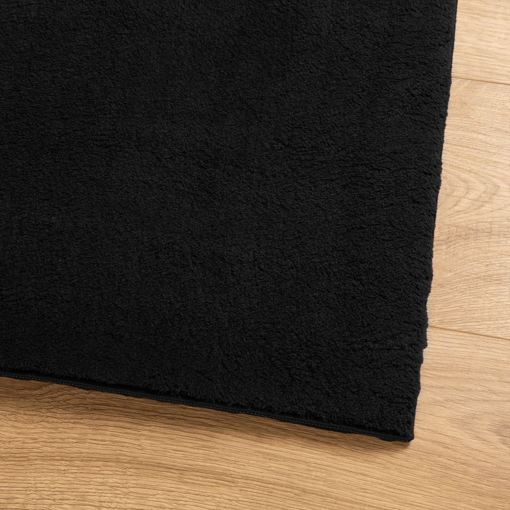 Alfombra De Pelo Corto Suave Lavable Huarte Negro 140x200 Cm / Vetonek_4