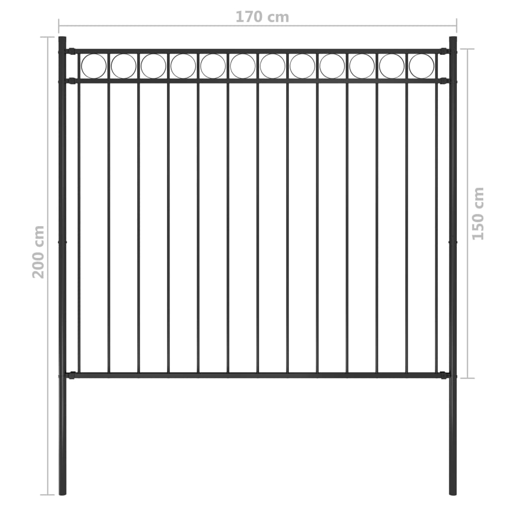 Valla De Jardín De Acero Negro 1,7x1,5 M / Vetonek_2