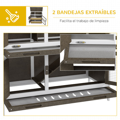 Pawhut Conejera De Madera 97x44x91 Cm Con Techo Asfáltico Puertas Con Pestillo_5