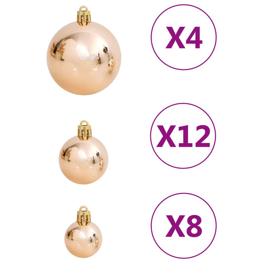 Juego De Bolas De Navidad 111 Pzas Poliestireno Oro Rosa / Vetonek_0