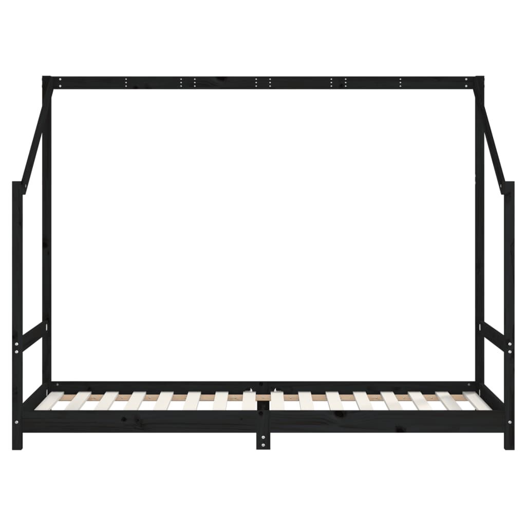 Vidaxl Estructura De Cama Para Niños Madera De Pino Negro 90x200 Cm_3
