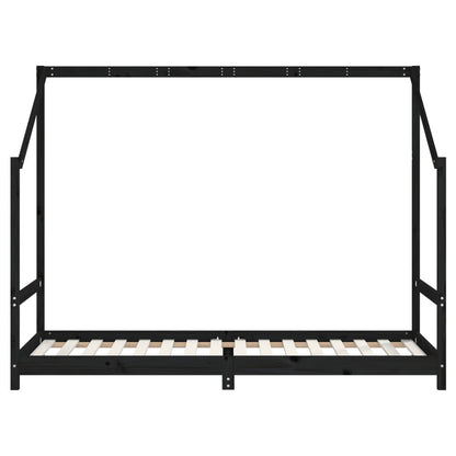 Vidaxl Estructura De Cama Para Niños Madera De Pino Negro 90x200 Cm_3