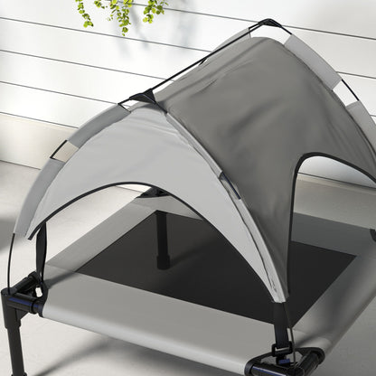 Pawhut Cama Para Perros Elevada Con Toldo Bolsa De Transporte 76x61x69,5 Cm Gris_3