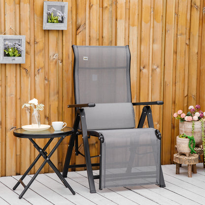 Outsunny Tumbona Plegable Con Respaldo Ajustable En 9 Posiciones Cojín Gris_1