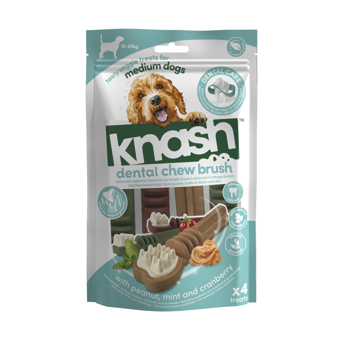 Knash Snack Dental Cepillo Para Perro M 2 Boslas X 4 Uds_1