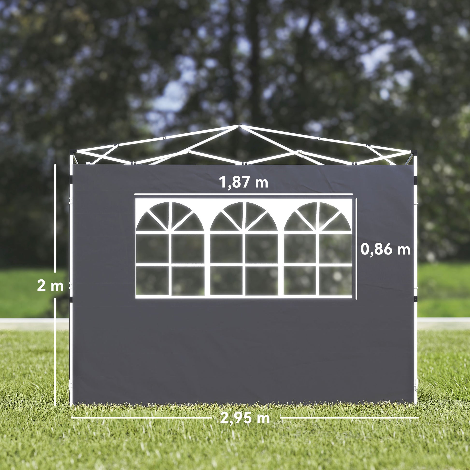 Outsunny Paredes Laterales Para Carpa De 2 Paneles 300x200 Cm Con Ventana Gris_2