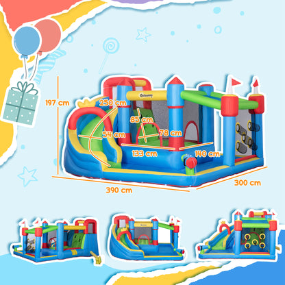 Outsunny Castillo Hinchable Para Niños Con Piscina 390x300x197 Cm Multicolor_2