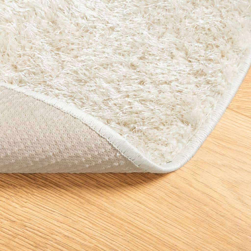 Vidaxl Alfombra Pelo Largo Aspecto Brillante Istan Crema Ø 80 Cm_4