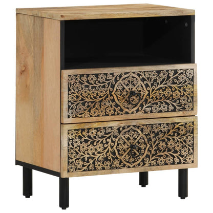 Mesita De Noche Madera Maciza De Mango 50x33x60 Cm_0
