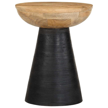 Mesa Auxiliar Madera Maciza De Mango Negra Ø37x45 Cm_0