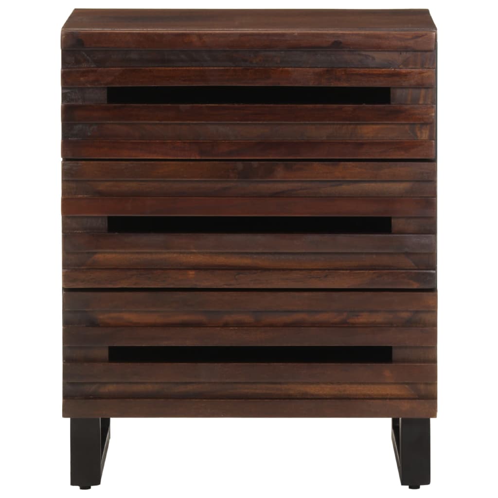 Mesita De Noche Madera Maciza Mango Marrón 50x34x62 Cm_0