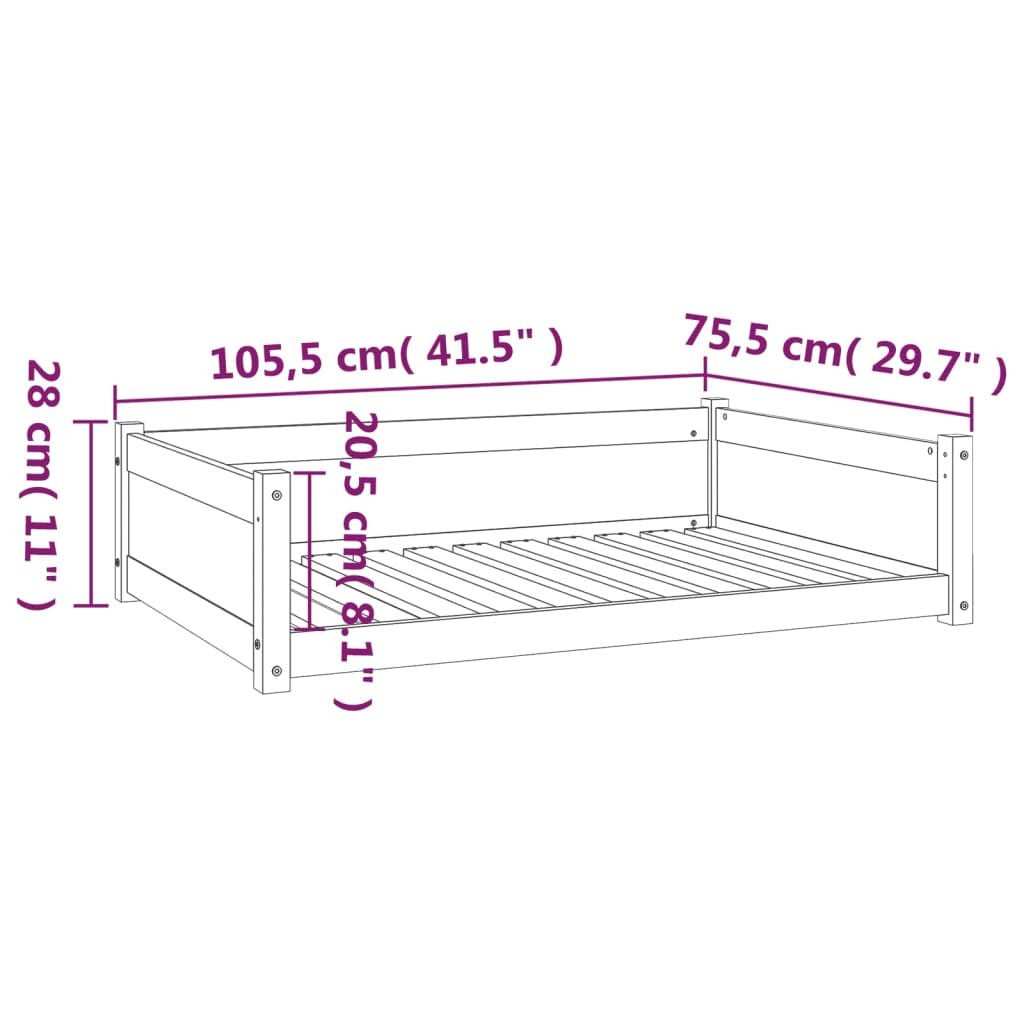 Vidaxl Cama Para Perros Madera Maciza De Pino Negro 105,5x75,5x28 Cm_2