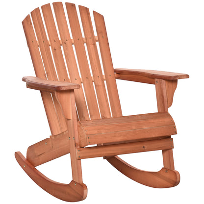Outsunny Silla De Jardín Mecedora Adirondack De Madera Natural 77x94x97cm Color_0