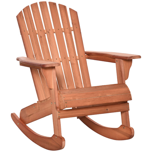 Outsunny Silla De Jardín Mecedora Adirondack De Madera Natural 77x94x97cm Color_0