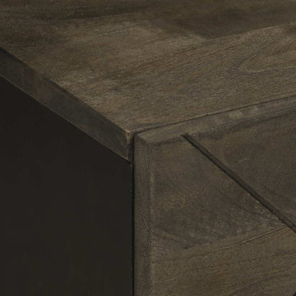 Mesita De Noche De Madera Maciza De Mango Negra 40x33x46 Cm_4