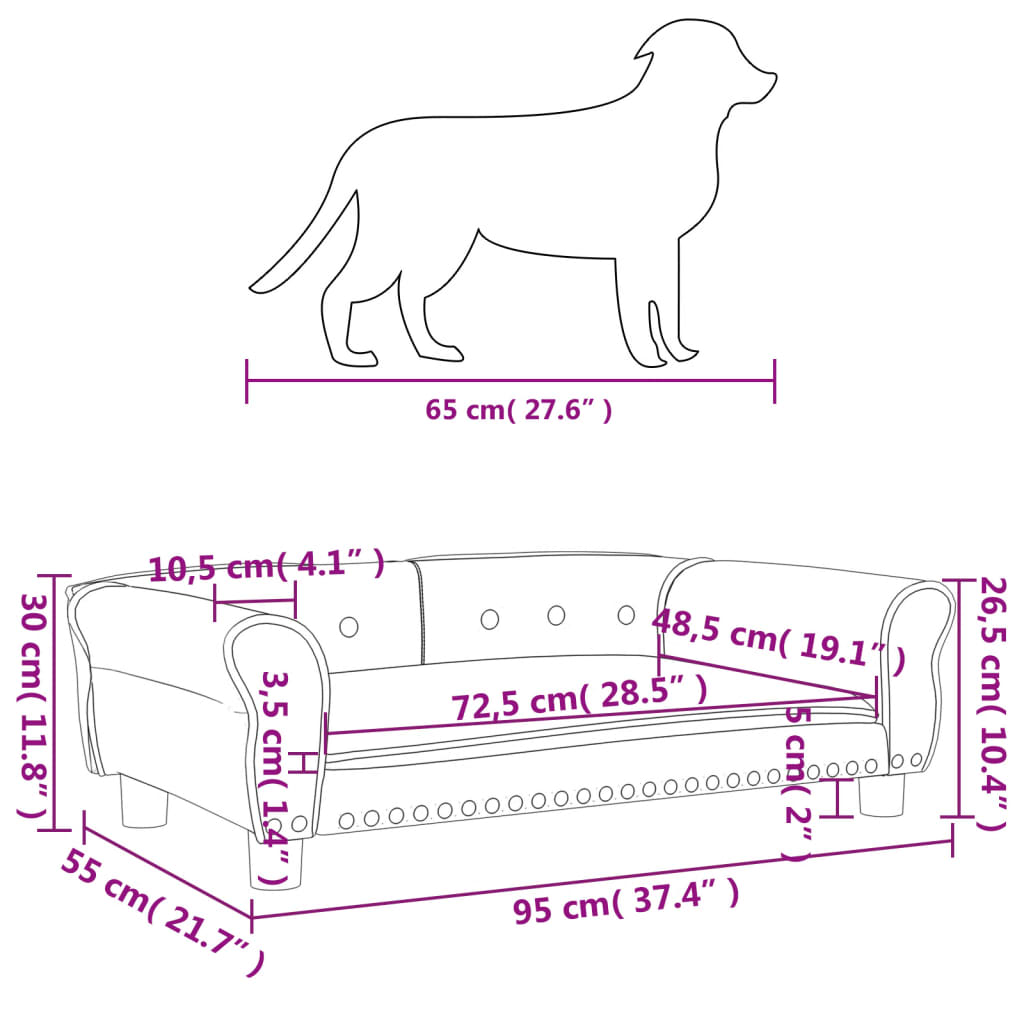 Cama Para Perros De Terciopelo Gris Claro 95x55x30 Cm / Vetonek_3