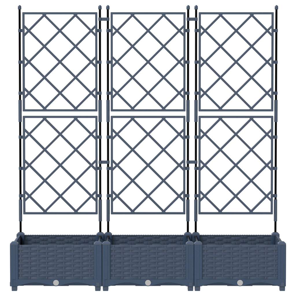 Vidaxl Maceta De Jardín Con Enrejado 3 Pcs Gris 120 X 40 X 125.5 Cm Pp_4