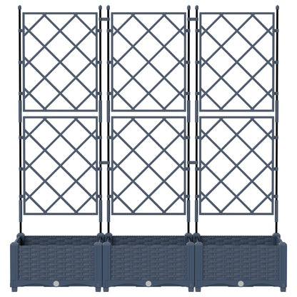 Vidaxl Maceta De Jardín Con Enrejado 3 Pcs Gris 120 X 40 X 125.5 Cm Pp_4