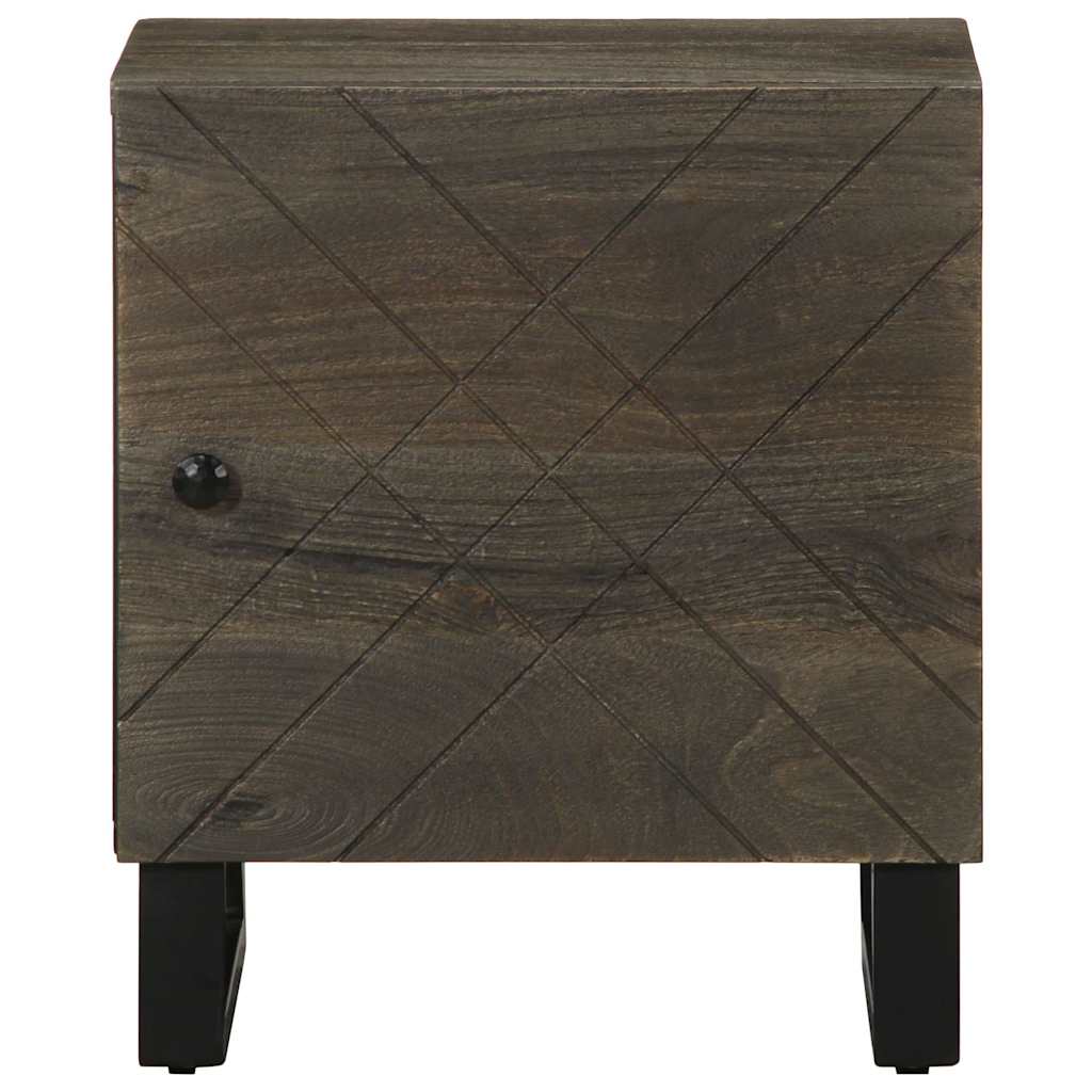 Mesita De Noche De Madera Maciza De Mango Negra 40x33x46 Cm_1