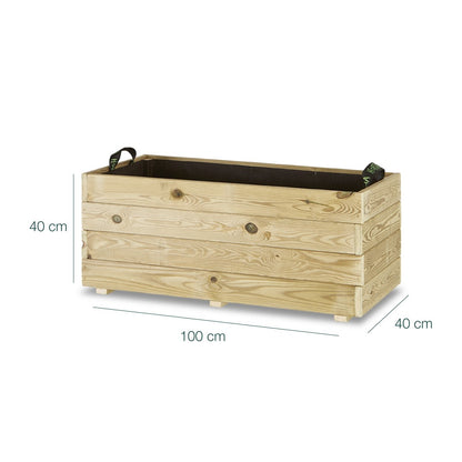 Jardinera Rectangular De Madera Tratada 100x40x40 Cm Ghio Hortalia_5