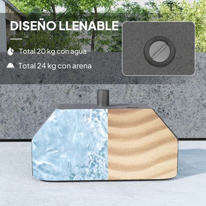 Outsunny Base Para Sombrilla Rellenable Con Agua 20l O Arena 24kg Negro_3