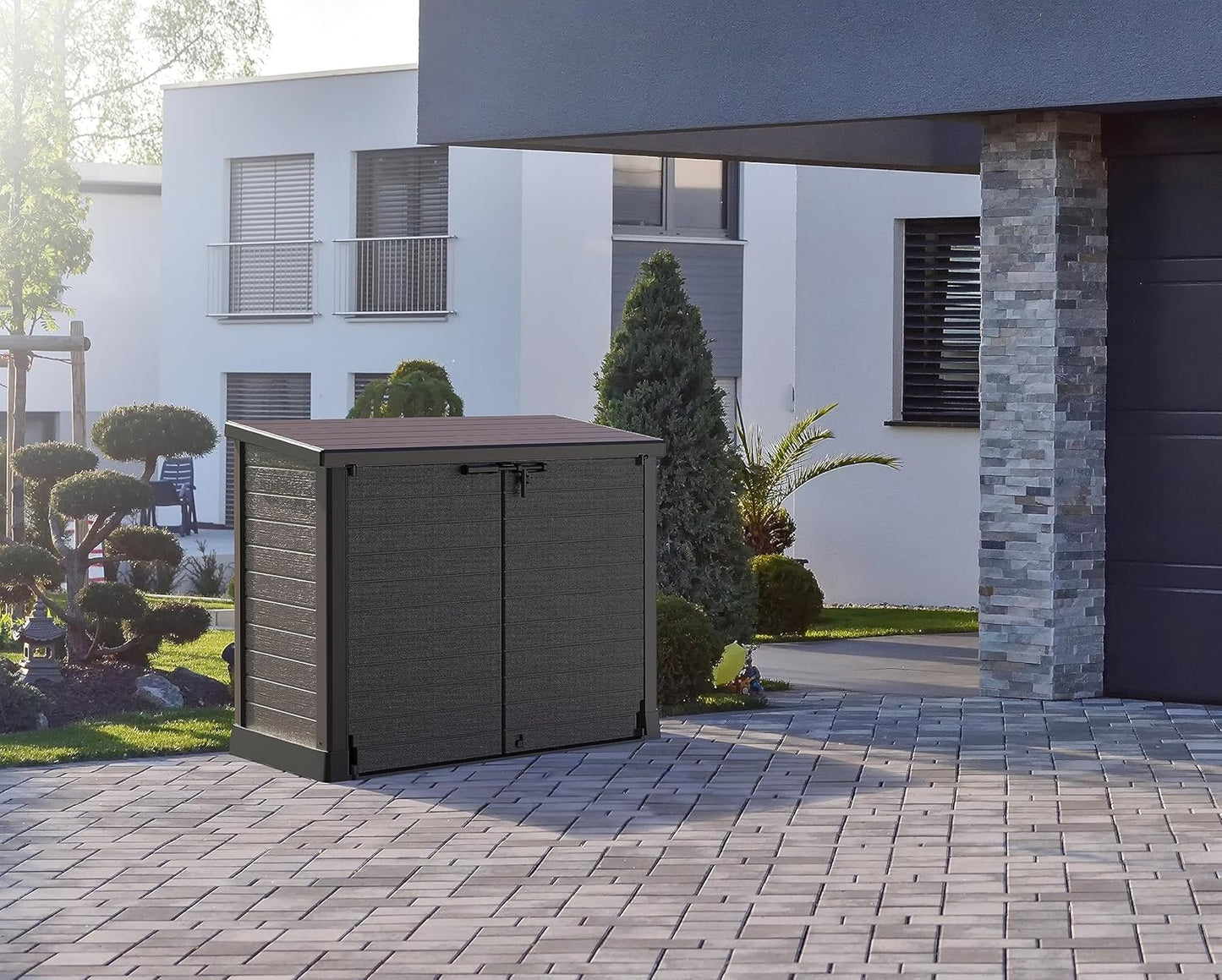 Duramax - Arcón Cubre Cubos Exterior - 1200 L - Pvc - Color Marrón -  -_1