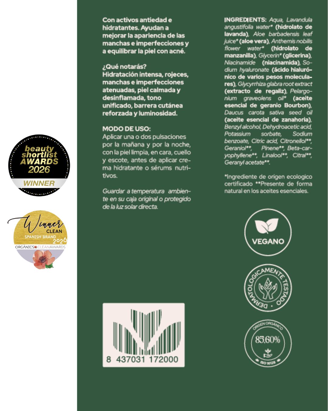 Sérum facial hidratante con Ácido Hialurónico y Niacinamida para piel sensible, acneica y con rojeces | Hidroluz 30 ml_5