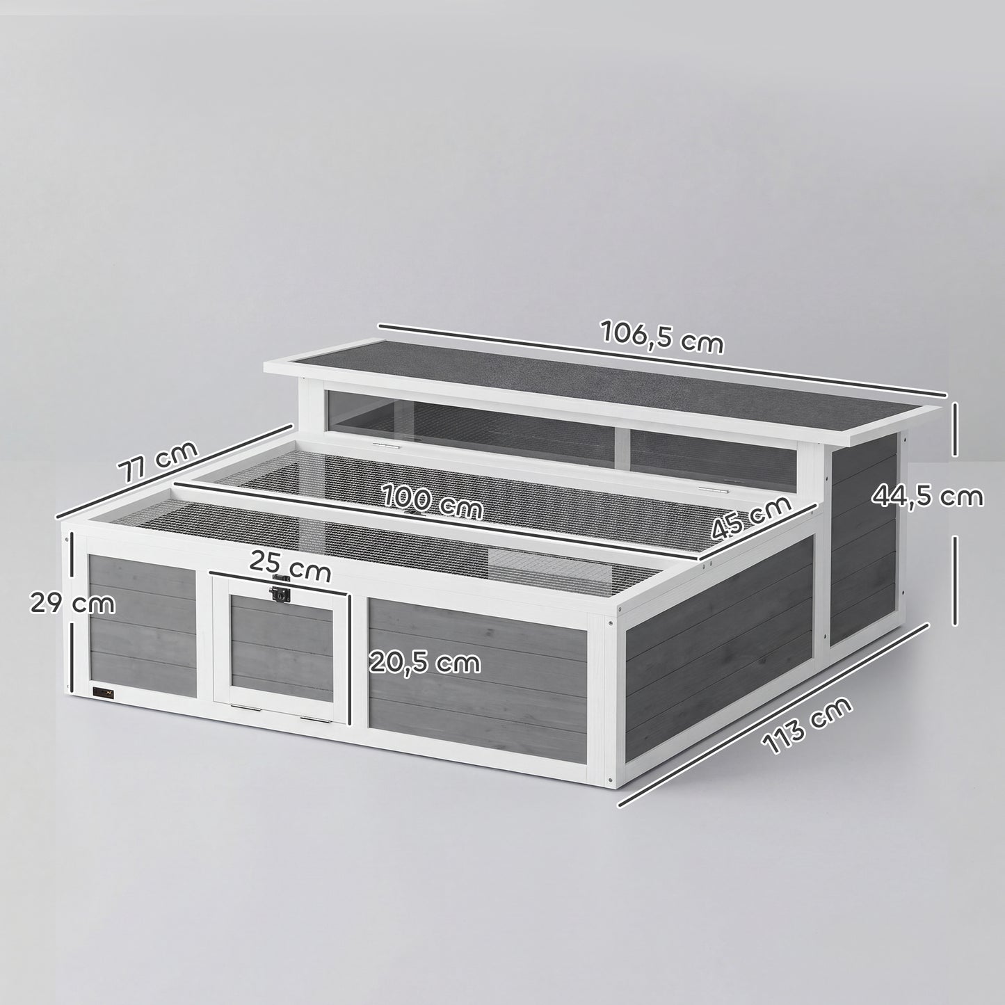 Pawhut Casa Para Tortugas De Madera Con Ventana Transparente Techo Abatible Gris_2