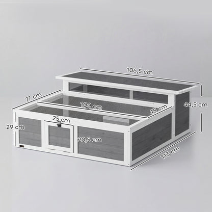 Pawhut Casa Para Tortugas De Madera Con Ventana Transparente Techo Abatible Gris_2