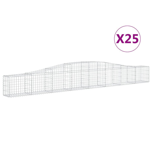 Cestas De Gaviones 25 Uds Forma De Arco Hierro 400x30x40/60 Cm_0