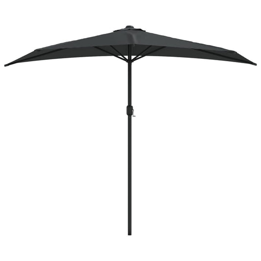 Vidaxl Sombrilla De Balcón Semicircular Palo Aluminio Gris 270x144 Cm_0