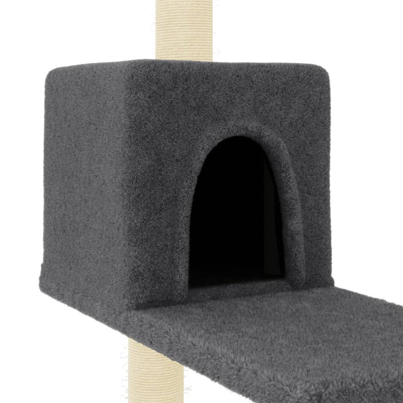 Vidaxl Rascador Para Gatos Con Postes De Sisal Gris Oscuro 95 Cm_5
