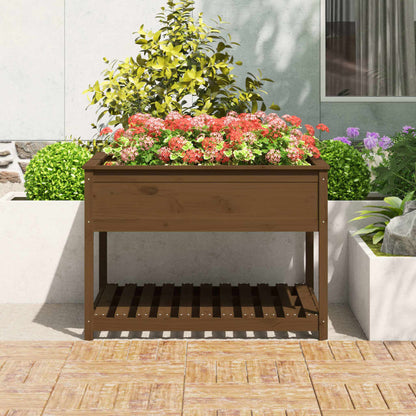 Jardinera Y Estante Madera Maciza Pino Marrón 111,5x111,5x81 Cm_2
