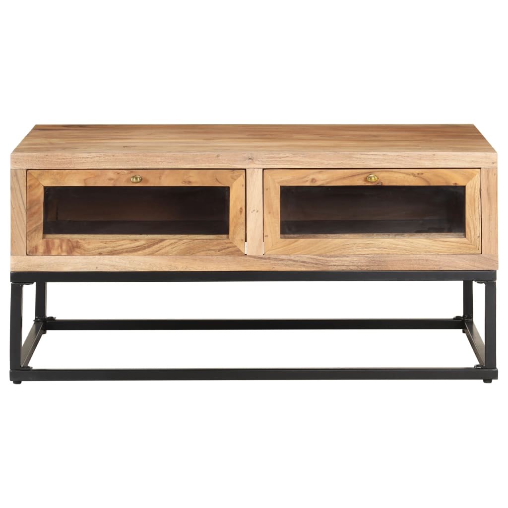 Mesa De Centro De Madera Maciza De Acacia 90x60x40 Cm_0