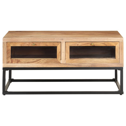 Mesa De Centro De Madera Maciza De Acacia 90x60x40 Cm_0