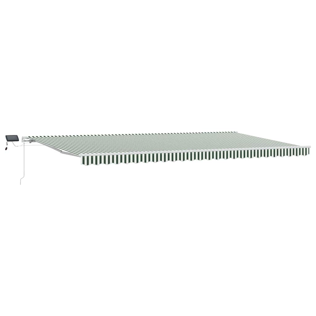 Toldo Retráctil Verde Y Blanco 600 X 300 Cm Tela Y Aluminio_0