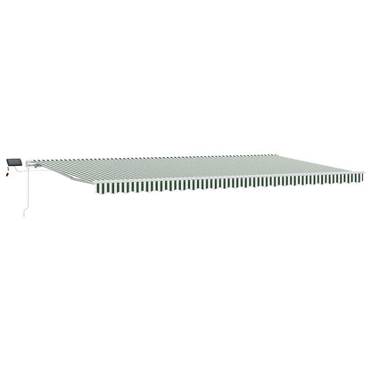 Toldo Retráctil Verde Y Blanco 600 X 300 Cm Tela Y Aluminio_0